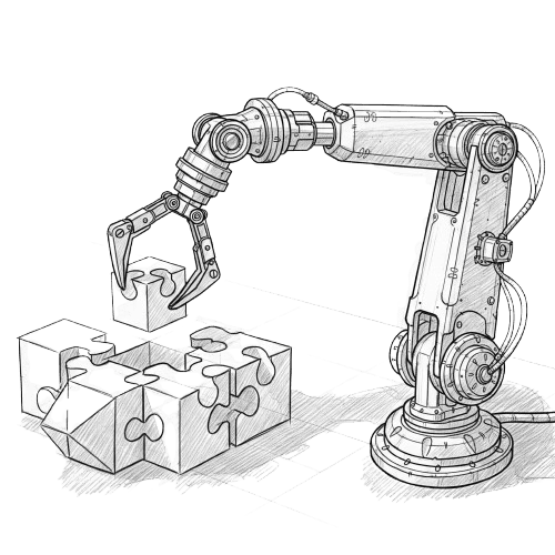robot arm that solving puzzle block